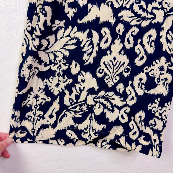 T Tahari Ikat Damask Printed Pull On Crop Wide Leg Pants Black Cream Size 2X NWT - Picture 4 of 10